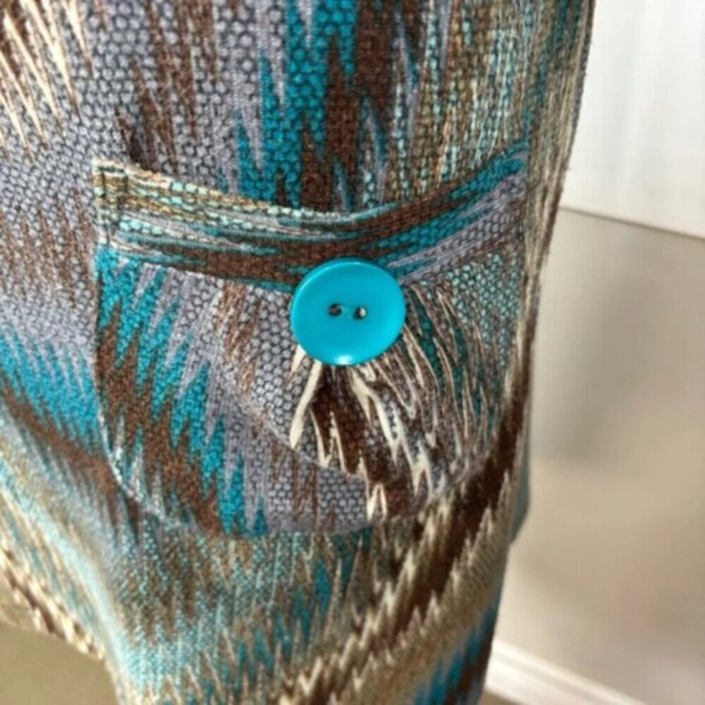 Papillon Dress Womens Large Knit Brown Turquoise 3/4 Sleeves - Picture 7 of 9